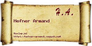 Hefner Armand névjegykártya